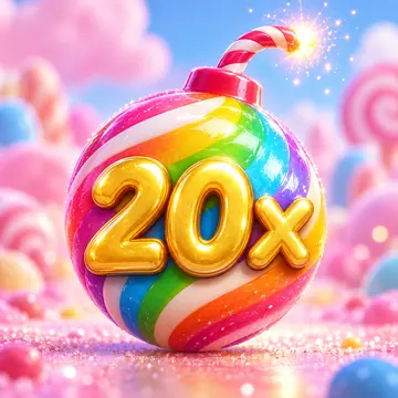 Üzerinde 20x yazan gökkuşağı renkli çarpan bombası